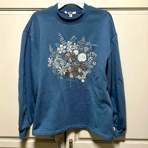 Vans x-small blue embroidered flowers sweatshirt size x-small